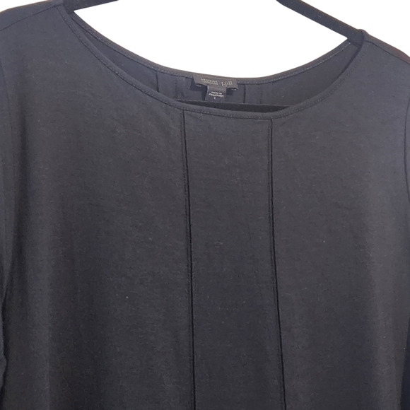 J. Jill Dress Wearever Collection Black, rayon & Spandex, pleated front, sz L - Picture 2 of 11